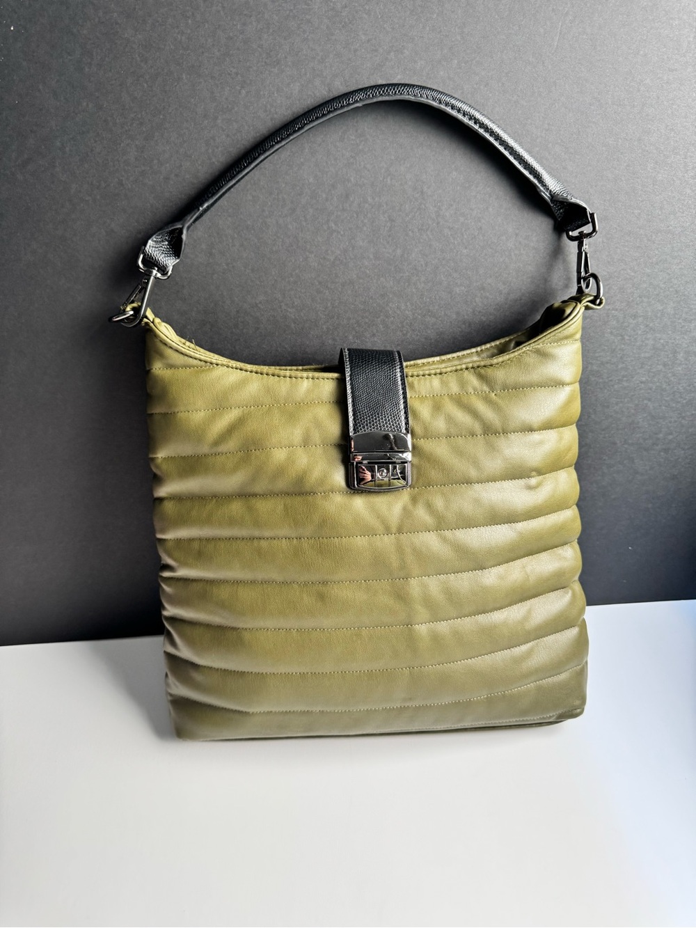 The Harper by THINK ROLYN | Faux Leather Quilted Hobo Bag with Bonus Strap